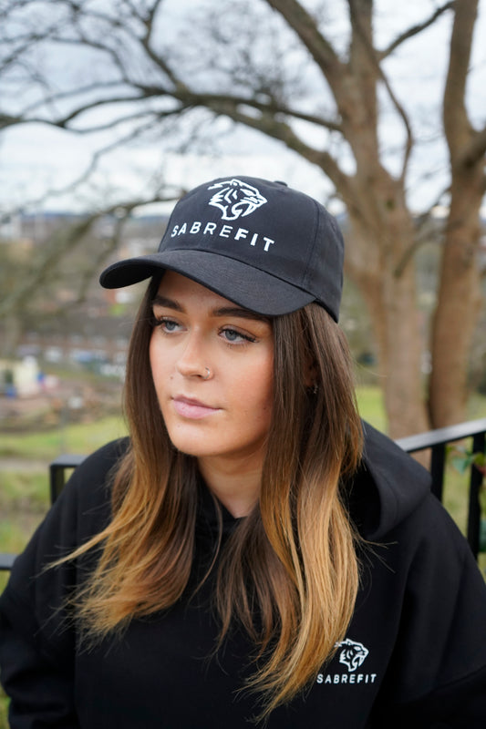 Premium Black Brushed Cotton 6 Panel Cap